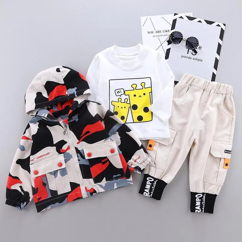 3-piece Camouflage Coat & Sweatshirt & Pants for Children Boy