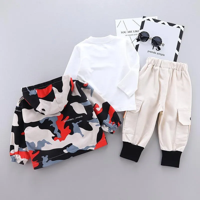 3-piece Camouflage Coat & Sweatshirt & Pants for Children Boy