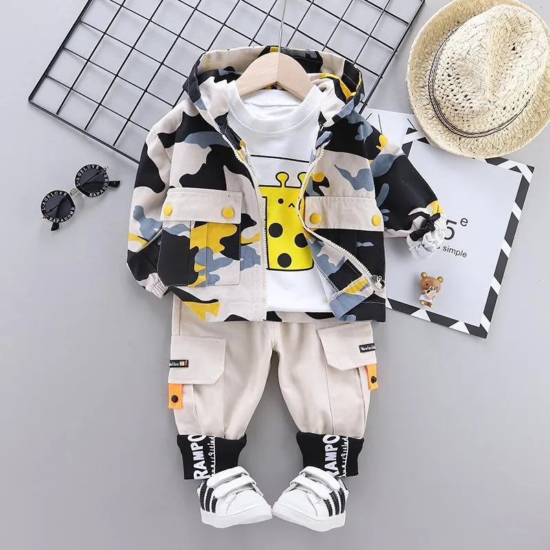 3-piece Camouflage Coat & Sweatshirt & Pants for Children Boy
