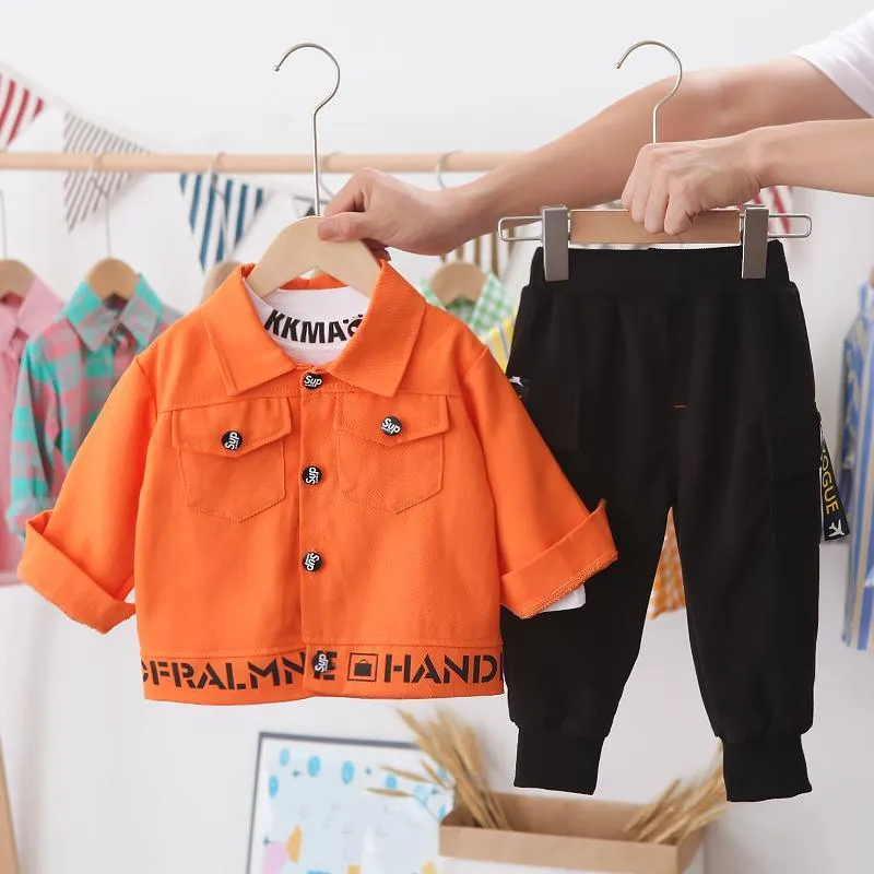 3-piece Letter Pattern Coat & Sweatshirt & Pants for Children Boy