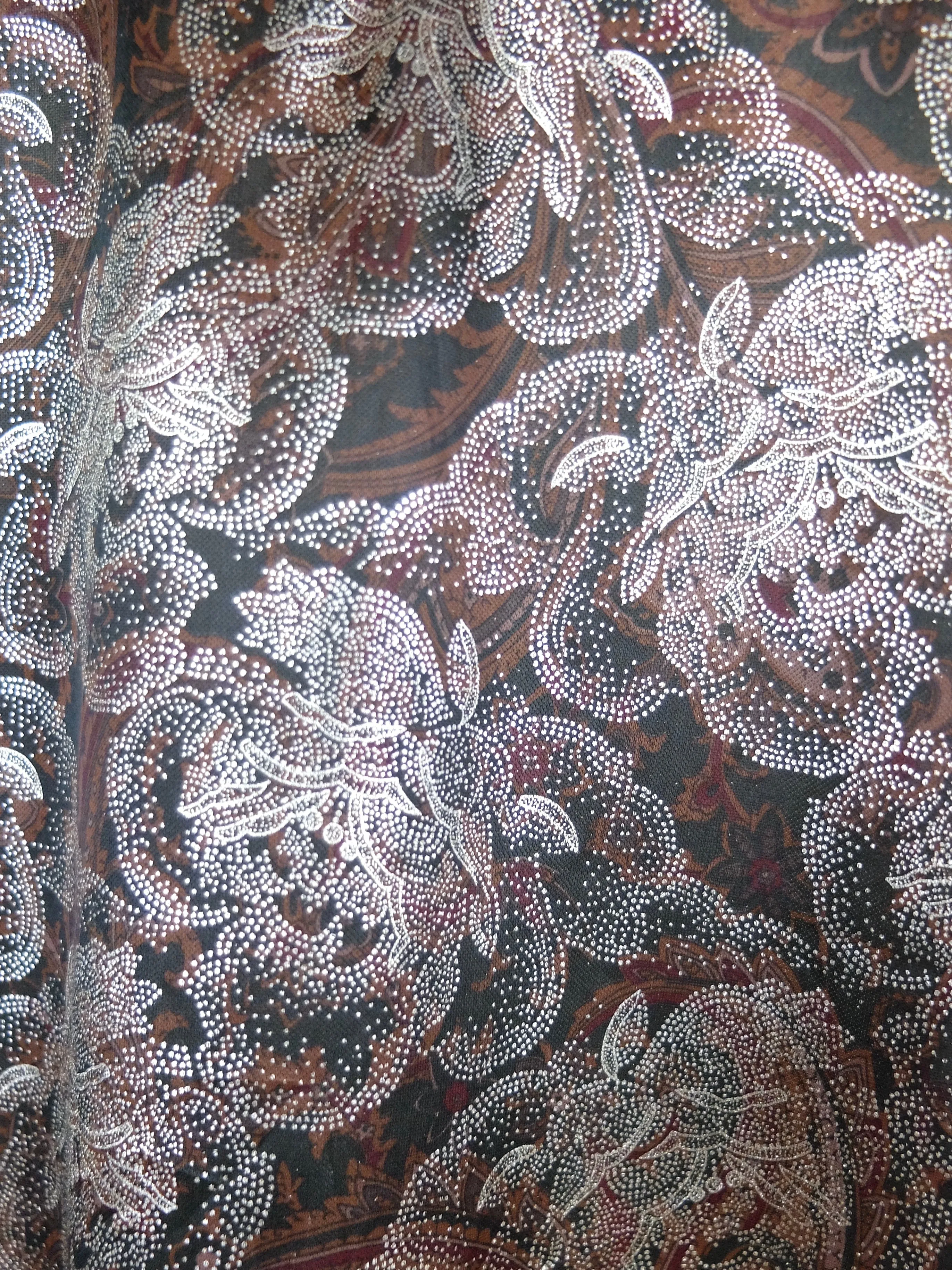 80s Silky Floral Abstract Long Sleeve Pullover Disco Blouse