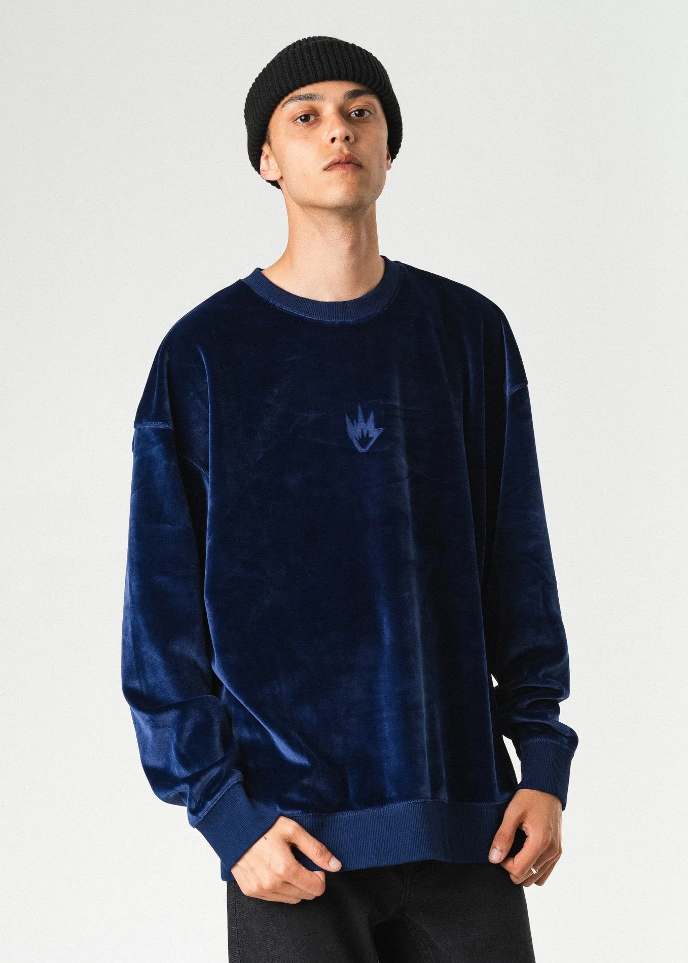 Afends Mens Velour Flame - Relaxed Crew Neck