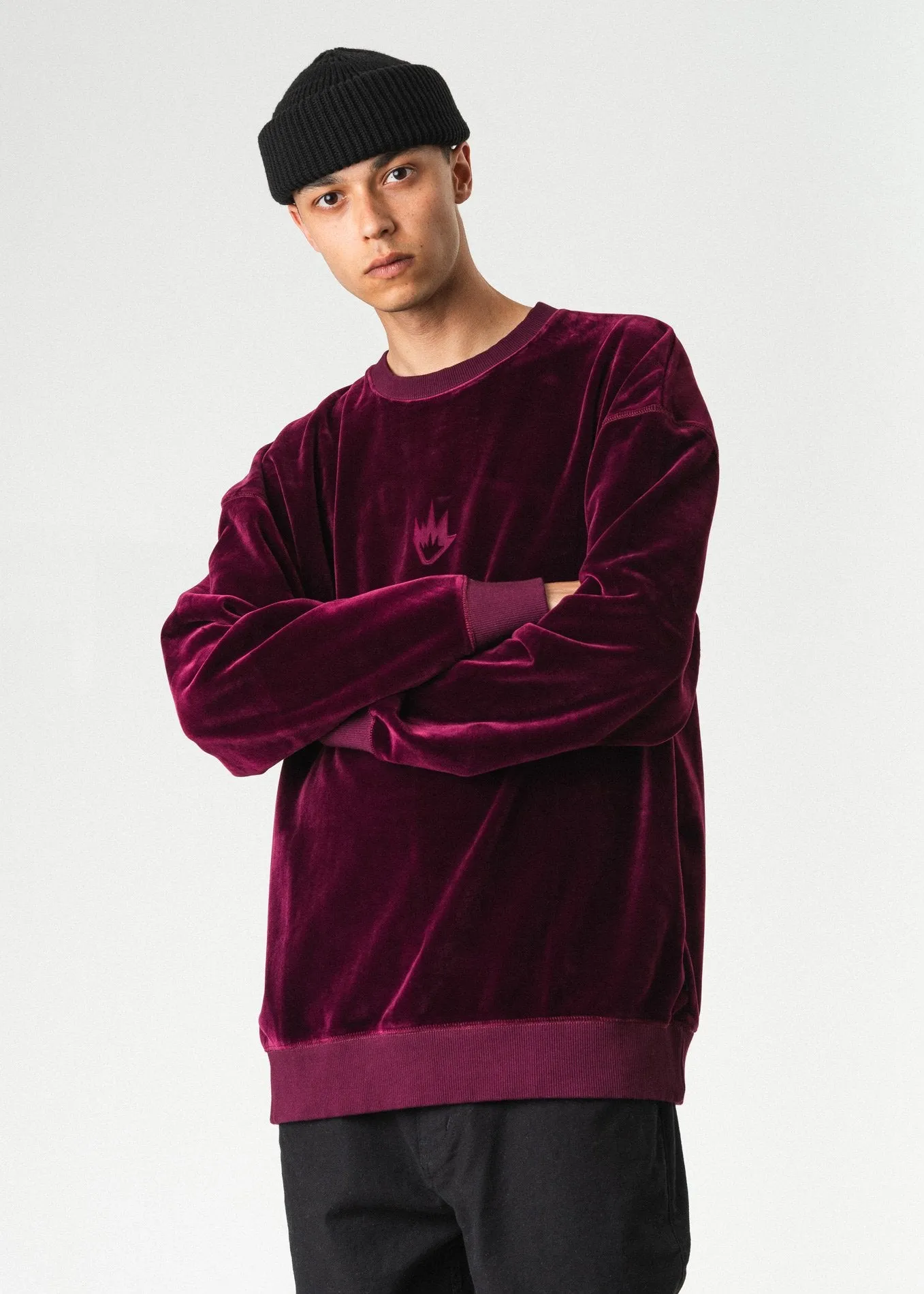 Afends Mens Velour Flame - Relaxed Crew Neck