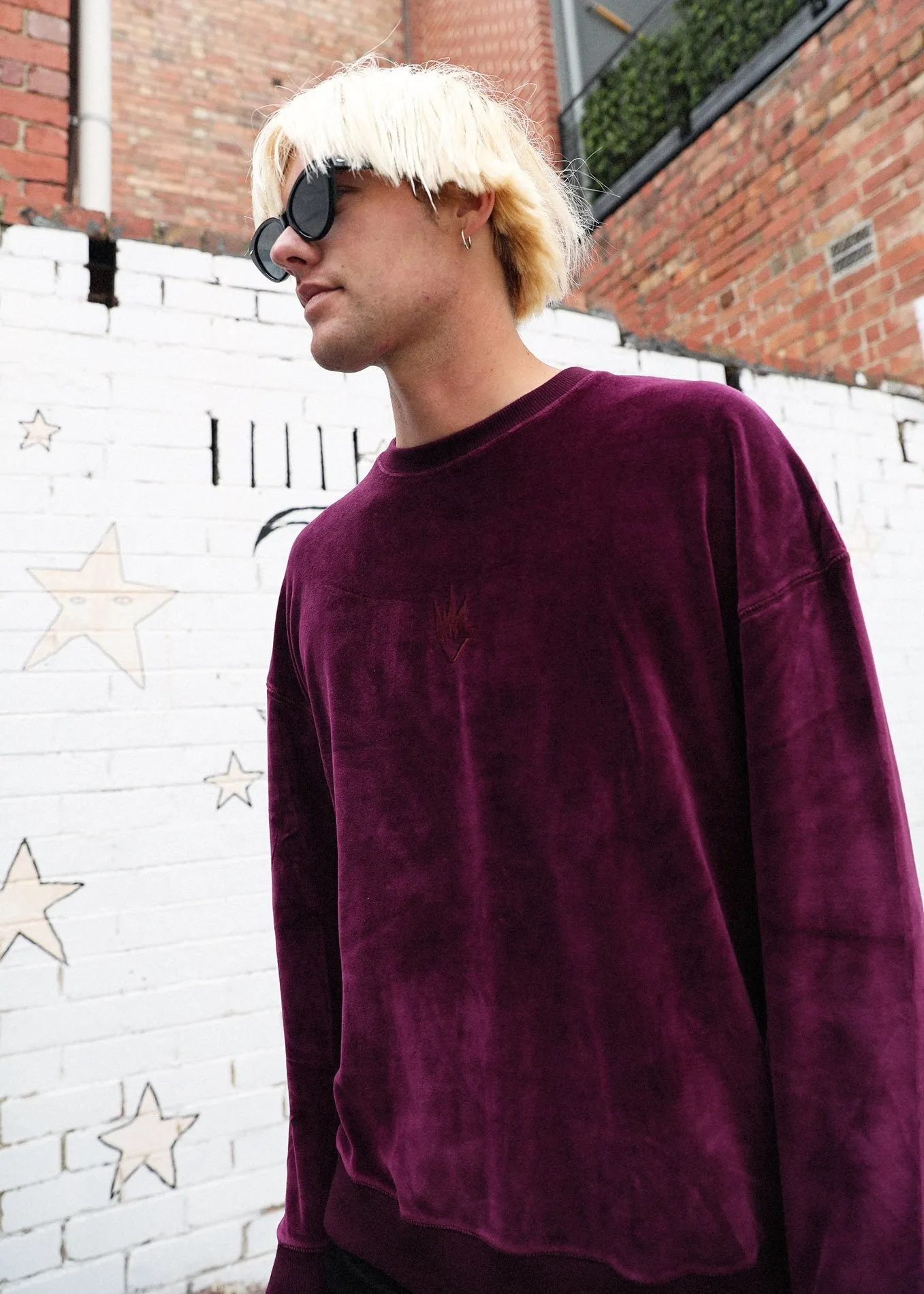 Afends Mens Velour Flame - Relaxed Crew Neck