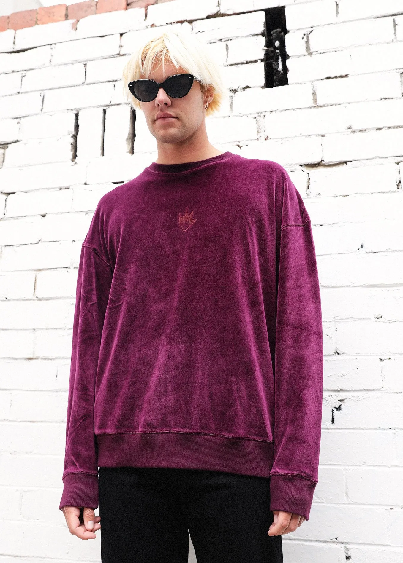 Afends Mens Velour Flame - Relaxed Crew Neck