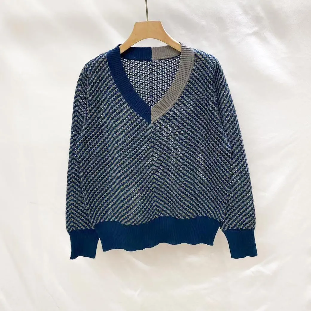 Amozae discover style ideas Knitted Women's Slim Fit Versatile Korean Style Fashion Hollow Design Pullover Autumn Thread Texture Slimming