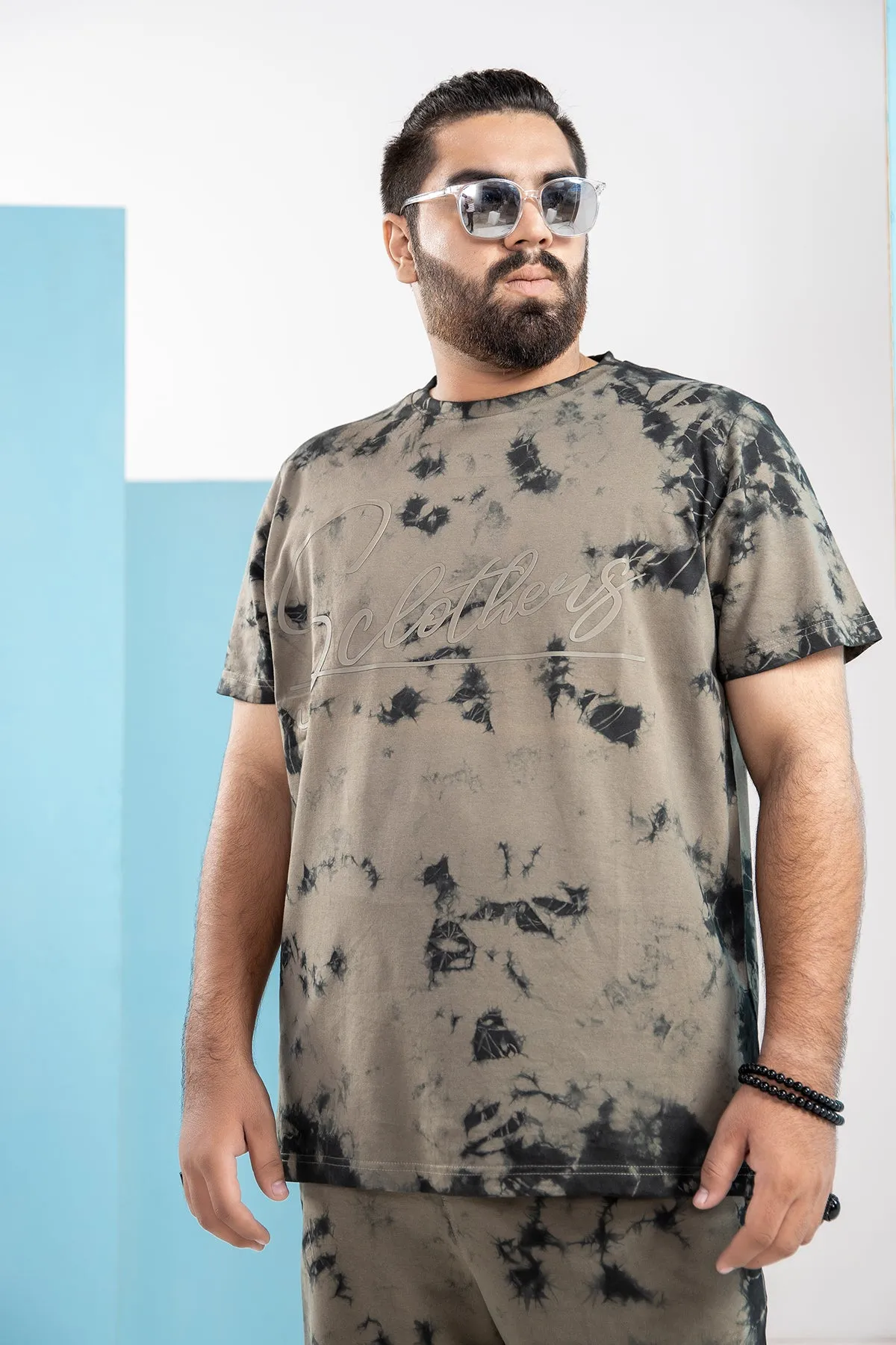 Army Green Tie & Dye T-Shirt (Plus Size) - S21 - MT0096P