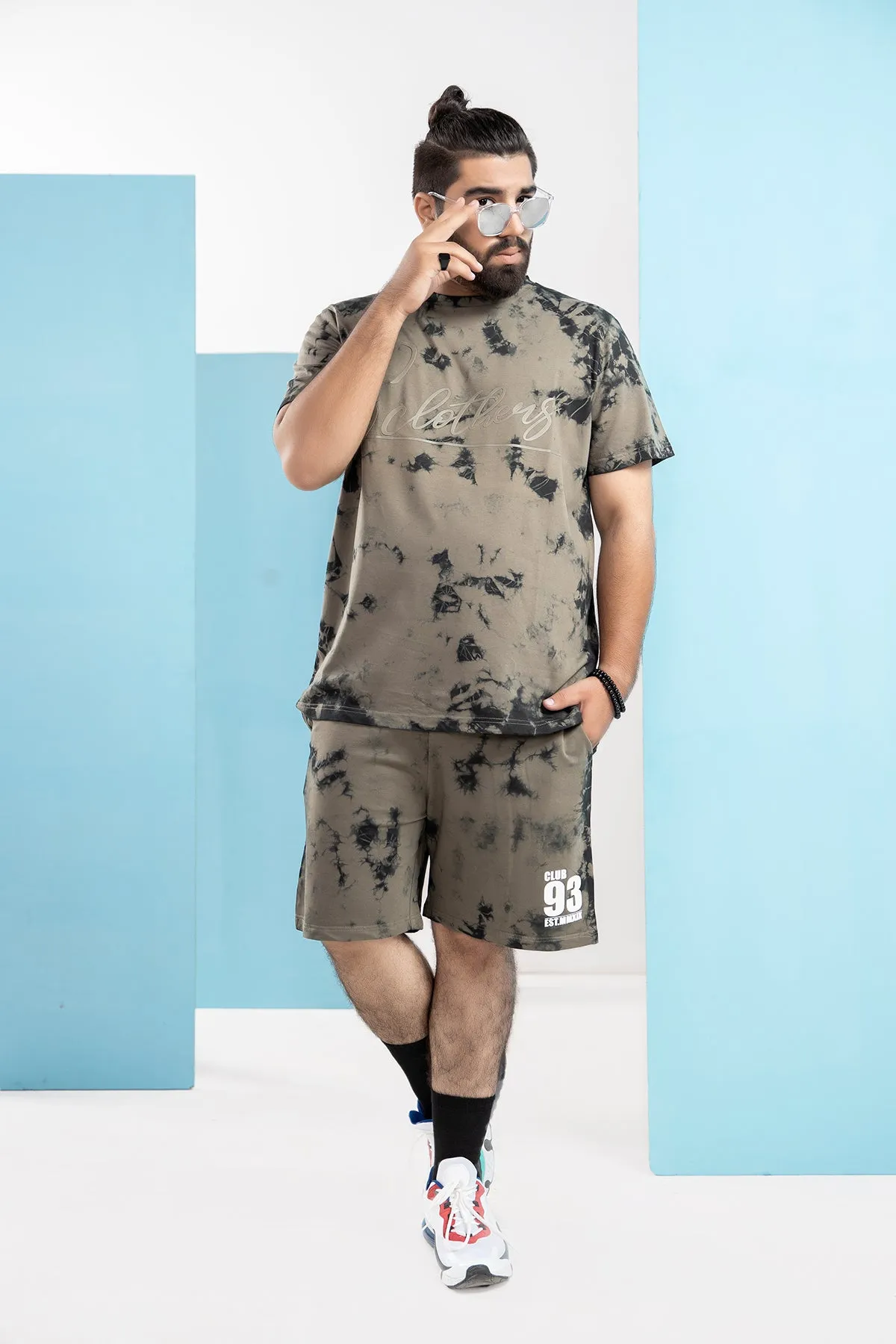 Army Green Tie & Dye T-Shirt (Plus Size) - S21 - MT0096P