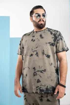 Army Green Tie & Dye T-Shirt (Plus Size) - S21 - MT0096P