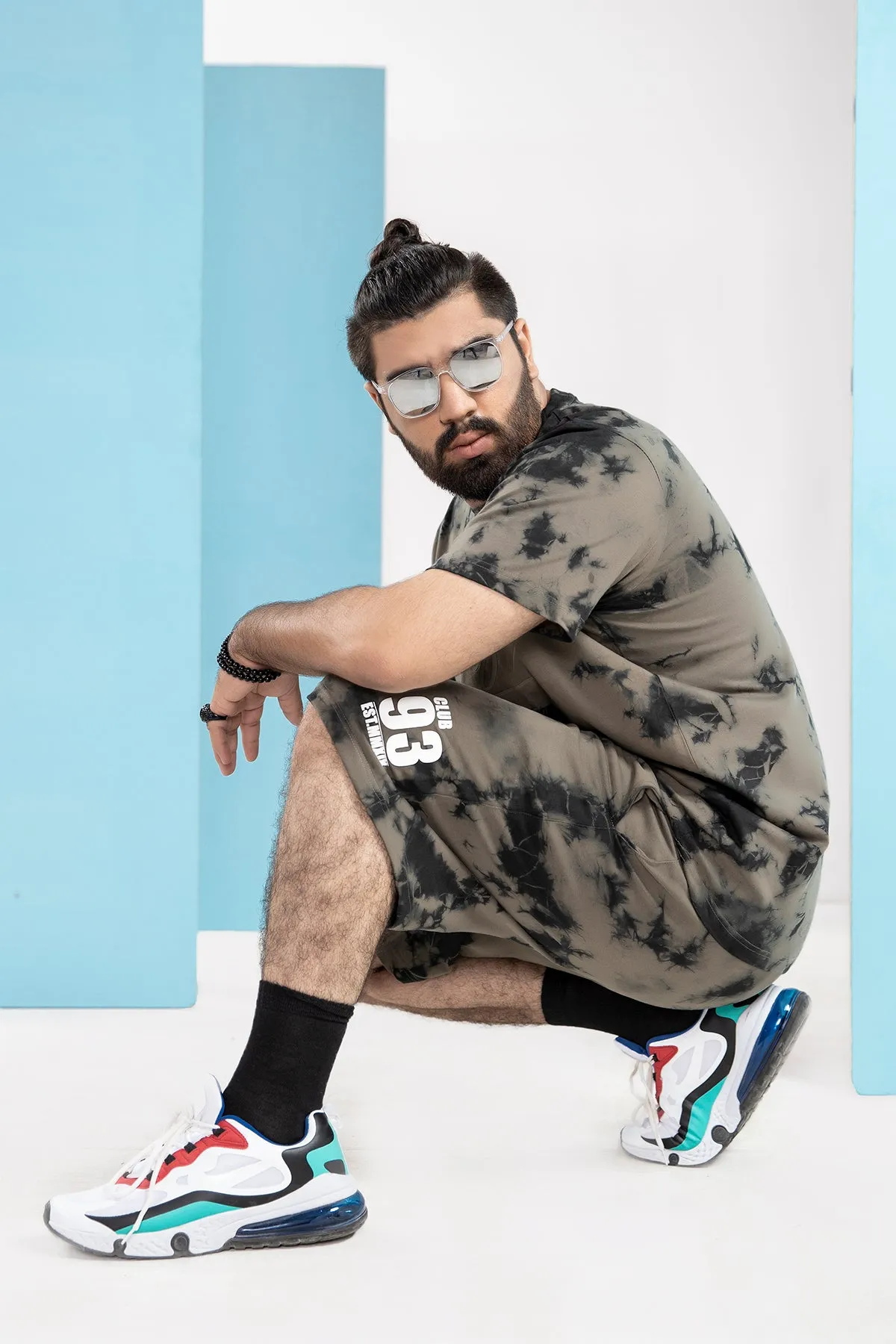 Army Green Tie & Dye T-Shirt (Plus Size) - S21 - MT0096P