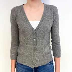 Ash Grey 3/4 Sleeve Cashmere V-Neck Cardigan Extra Small