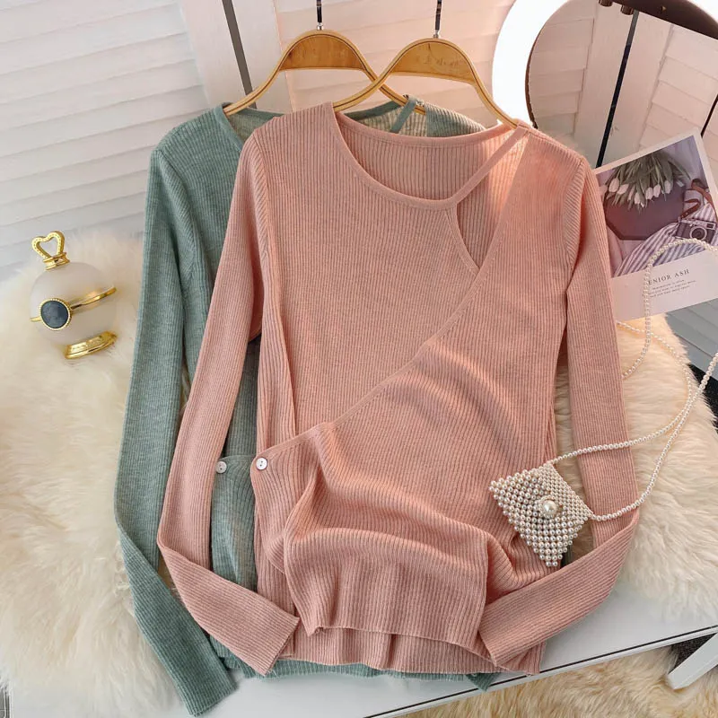 Autumn design sense small crowd mind hollowed out sweater women  1587