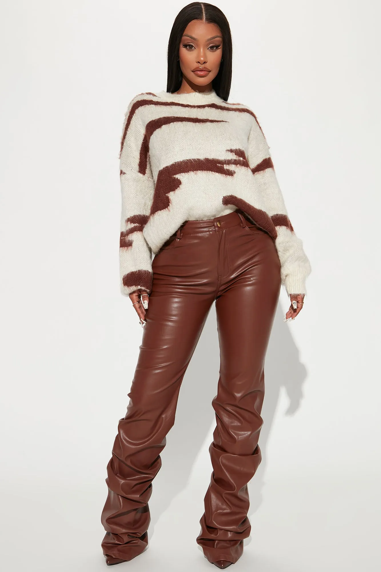 Bad Behavior Abstract Stripe Sweater - Cream/combo