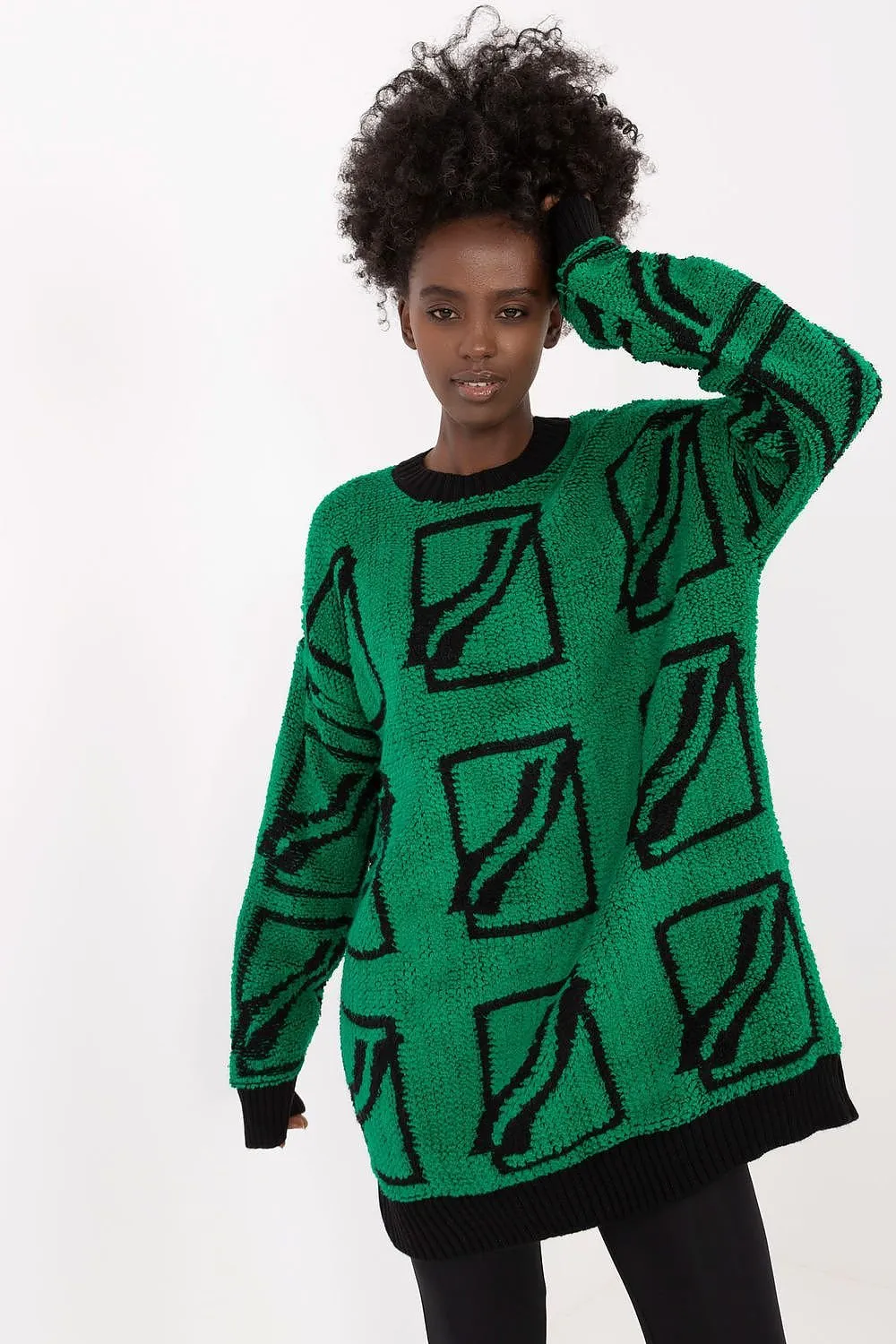 Badu Abstract Print Oversized Pullover Sweater
