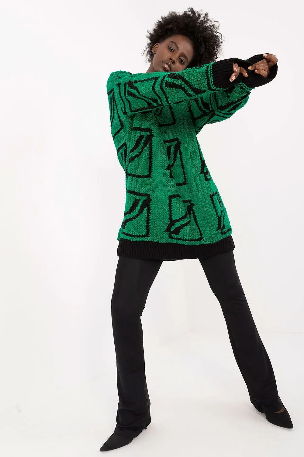 Badu Abstract Print Oversized Pullover Sweater