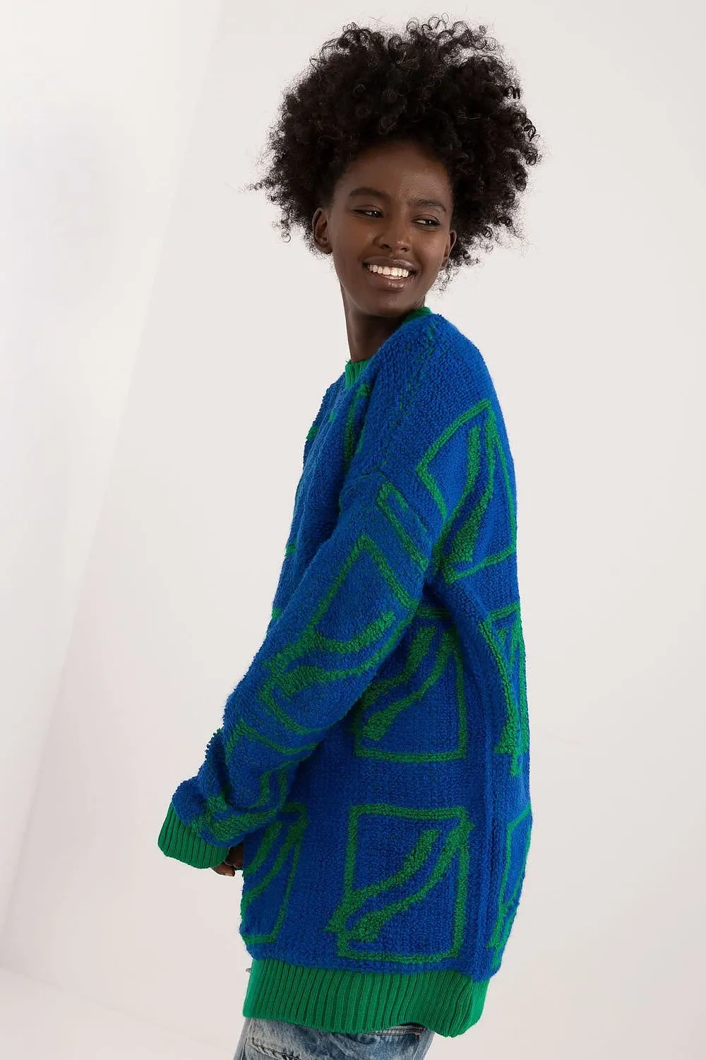 Badu Abstract Print Oversized Pullover Sweater