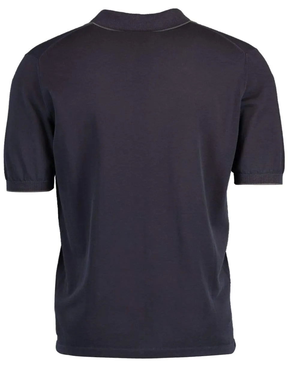 Blue Short Sleeve Piped Polo