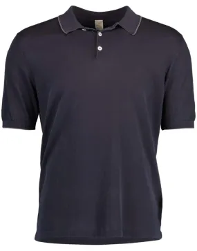Blue Short Sleeve Piped Polo
