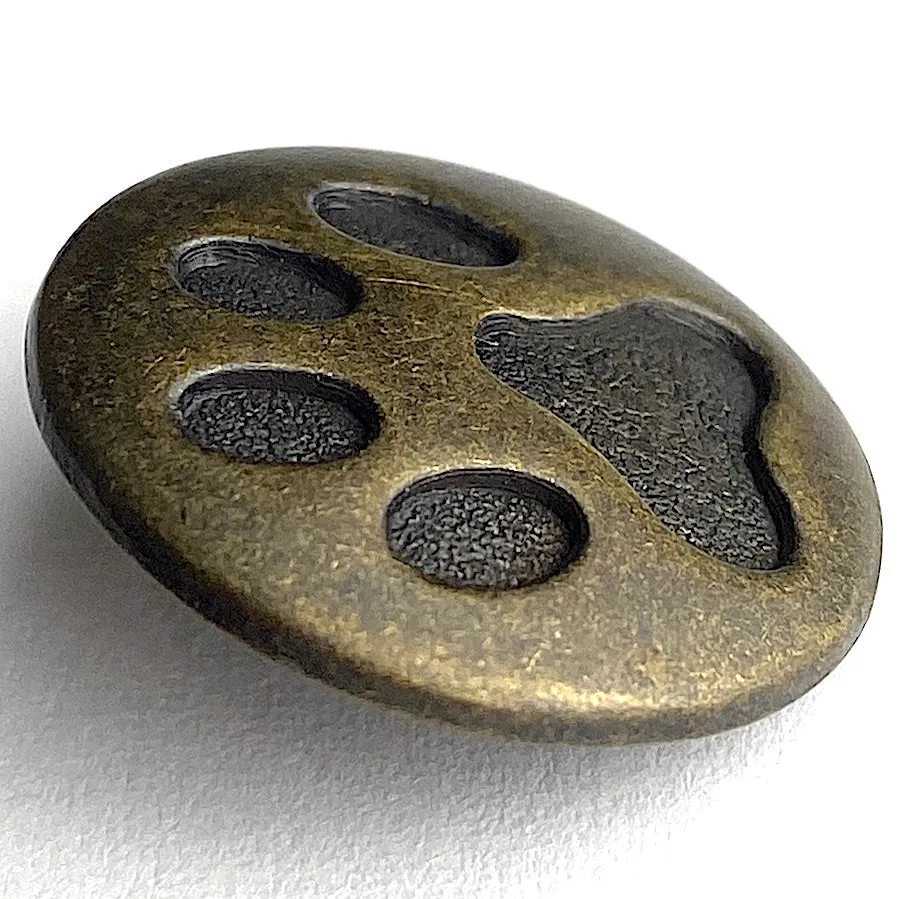 Cat Paw Antique Brass 13/16" Shank Back Metal Button 20mm  #FJ-44