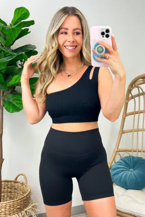Cesilie Seamless Double Strap One Shoulder Sports Bra