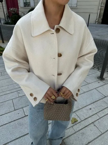 Chicmy-Single Breasted Lapel Solid Woolen Women's Jacket Long Sleeved Quilted Coat High Street 2024 Autumn Female Versatile Outerwear