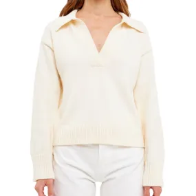 Custom Cashmere Polo Sweater - Women's Luxury Knitted Top