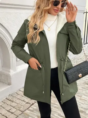 Damesparka met capuchon - Elegante eenkleurige herfst/winterjas