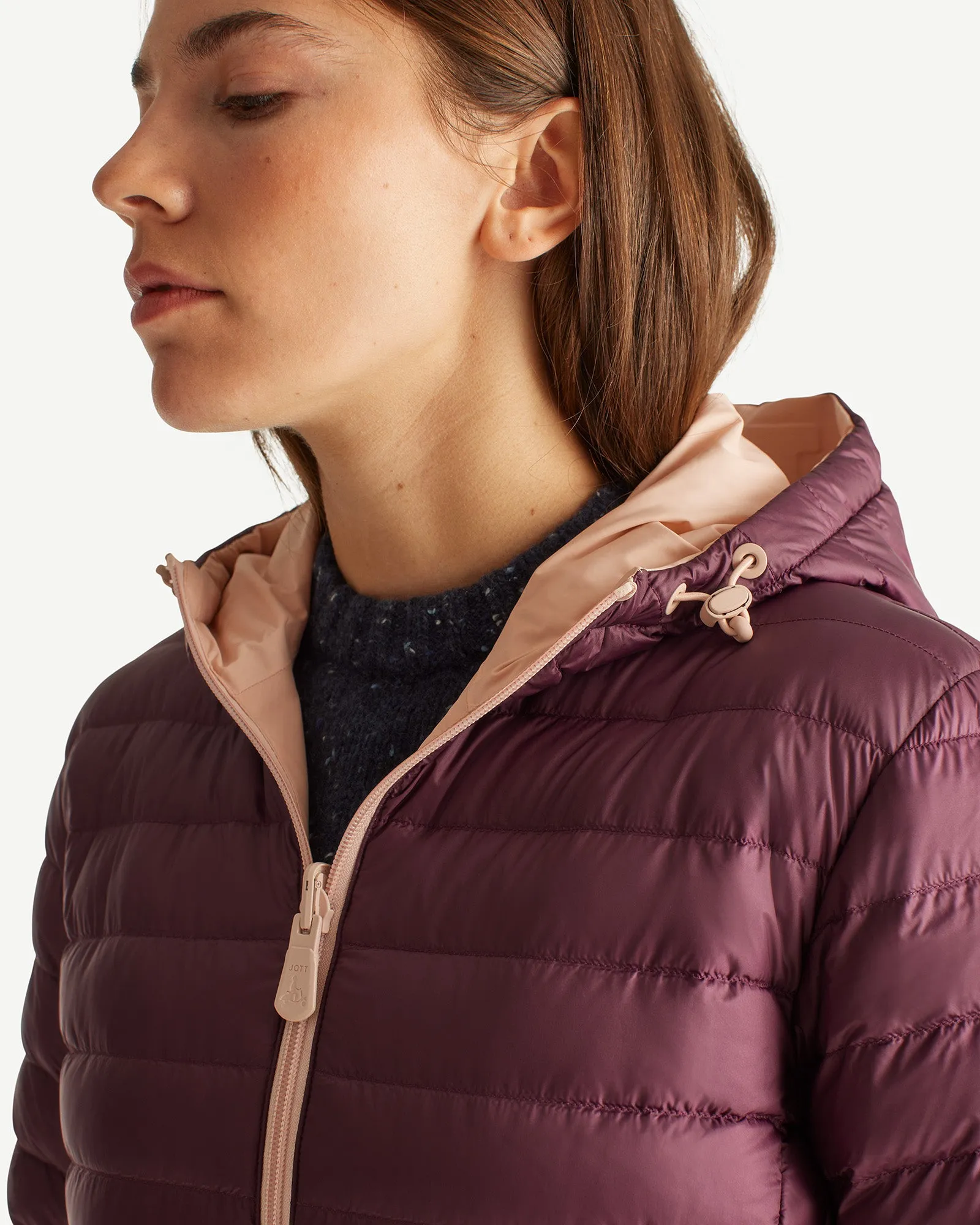 Doudoune réversible Rose pale/Aubergine Vienne
