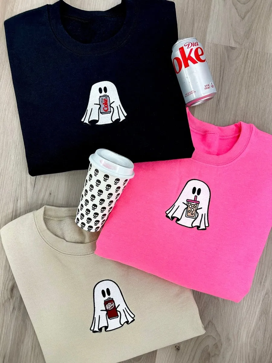 'Dr. Pepper Ghost' Embroidered Crewneck Sweatshirt