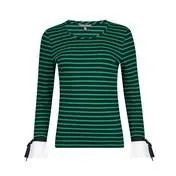 Green Striped Top with Bow Cuffs