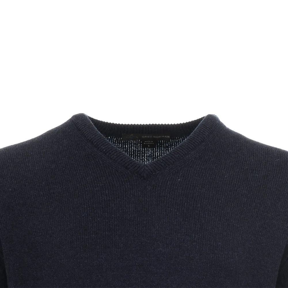 Greg Norman by ProQuip Lambswool Water Repellent V-Neck Golf Sweater - Navy