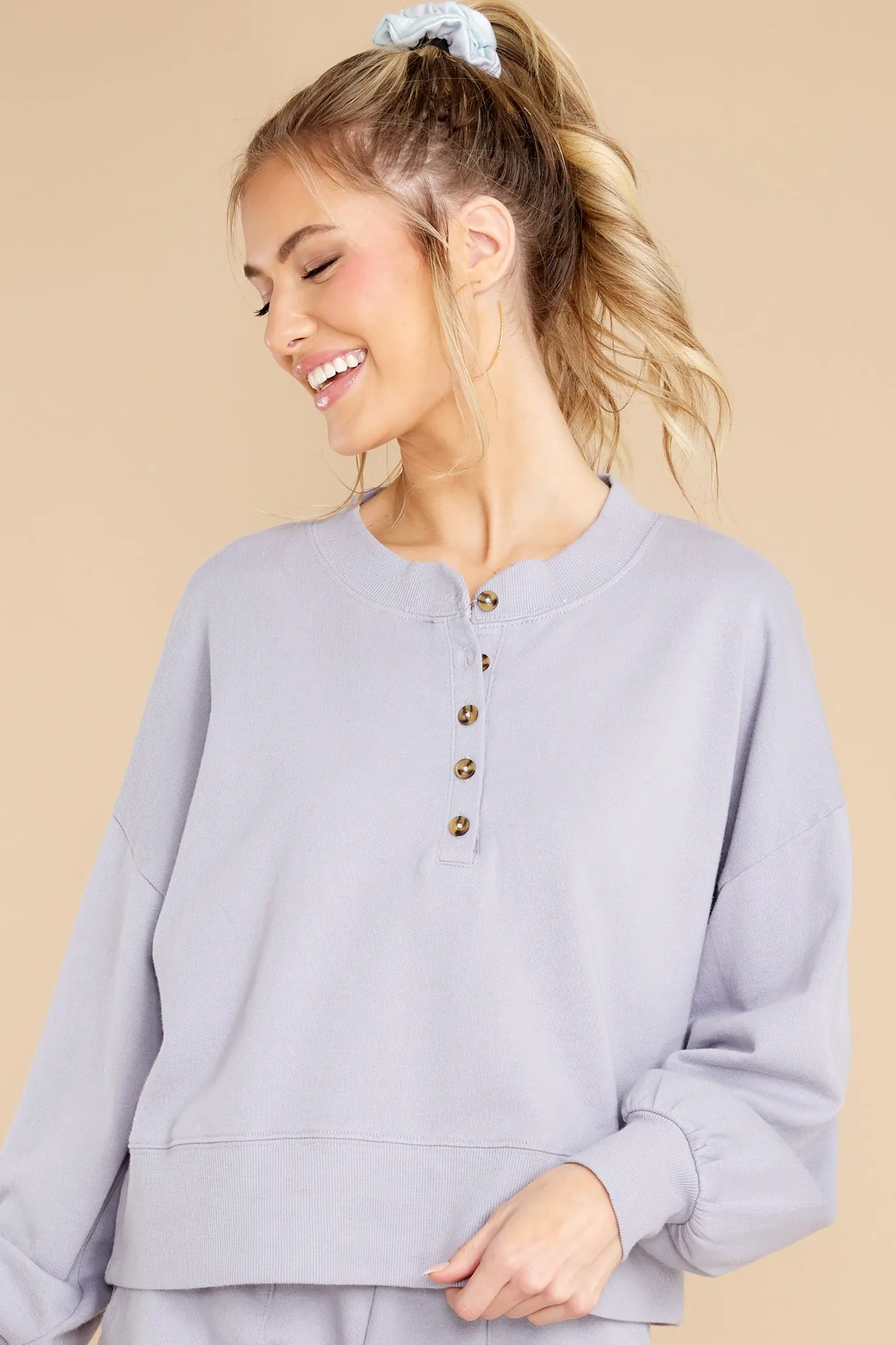 Hana Lavender Ash Henley Sweatshirt