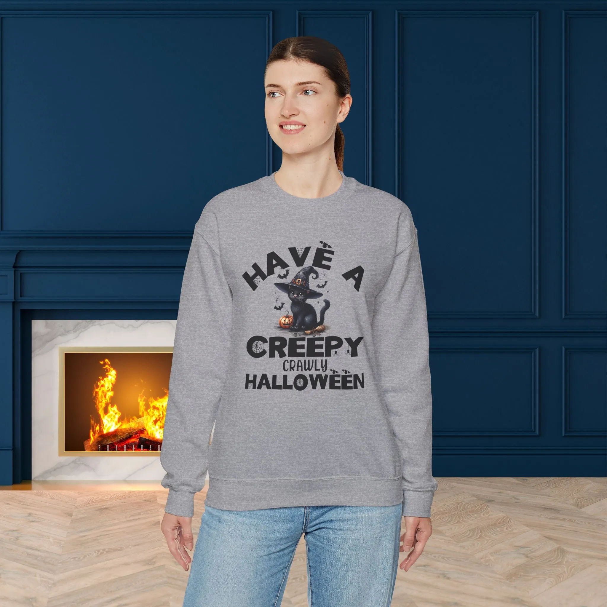 Have A Creepy Crawly Halloween Sweatshirt, Happy Halloween Sweatshirt - Unisex Heavy Blend Crewneck, Halloween Sweatshirt, Cute Spooky Ghost sweatshirt.