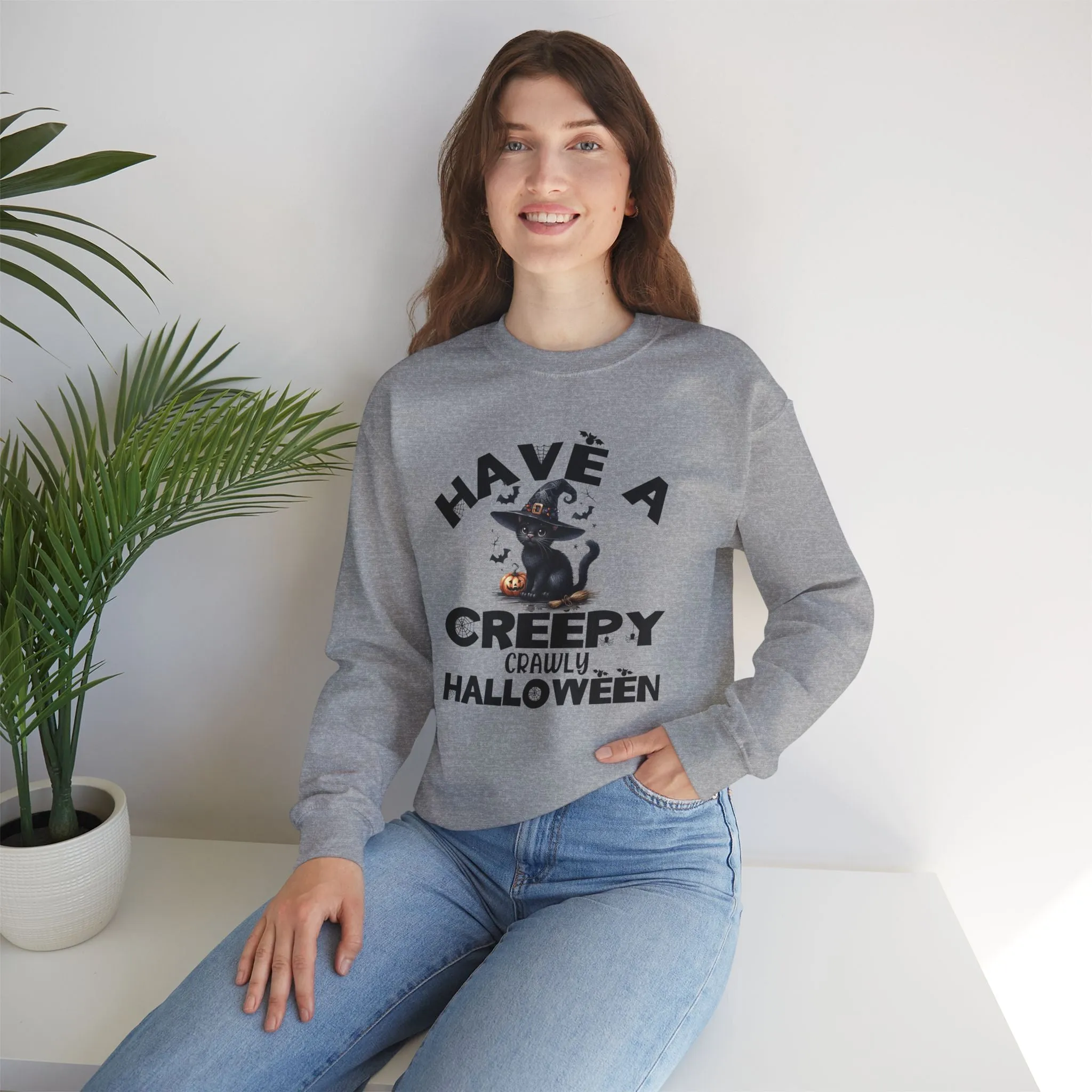 Have A Creepy Crawly Halloween Sweatshirt, Happy Halloween Sweatshirt - Unisex Heavy Blend Crewneck, Halloween Sweatshirt, Cute Spooky Ghost sweatshirt.