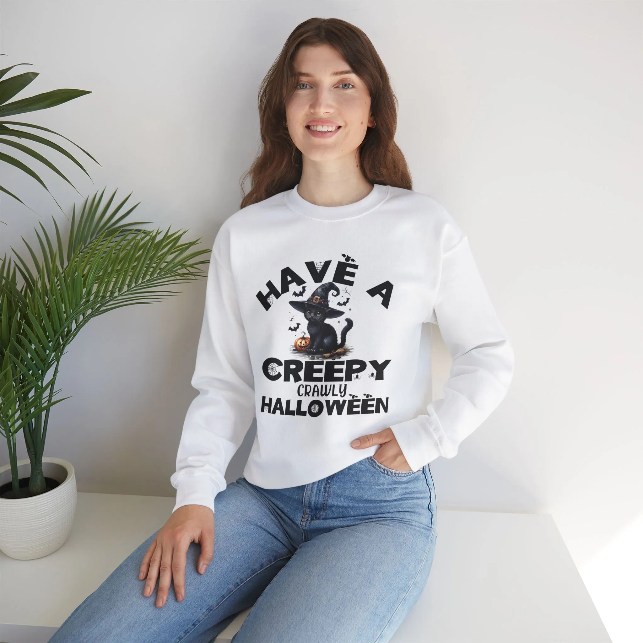 Have A Creepy Crawly Halloween Sweatshirt, Happy Halloween Sweatshirt - Unisex Heavy Blend Crewneck, Halloween Sweatshirt, Cute Spooky Ghost sweatshirt.