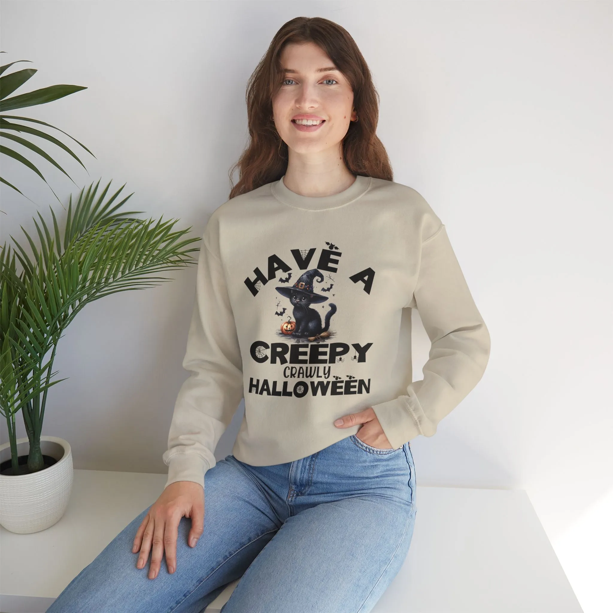 Have A Creepy Crawly Halloween Sweatshirt, Happy Halloween Sweatshirt - Unisex Heavy Blend Crewneck, Halloween Sweatshirt, Cute Spooky Ghost sweatshirt.