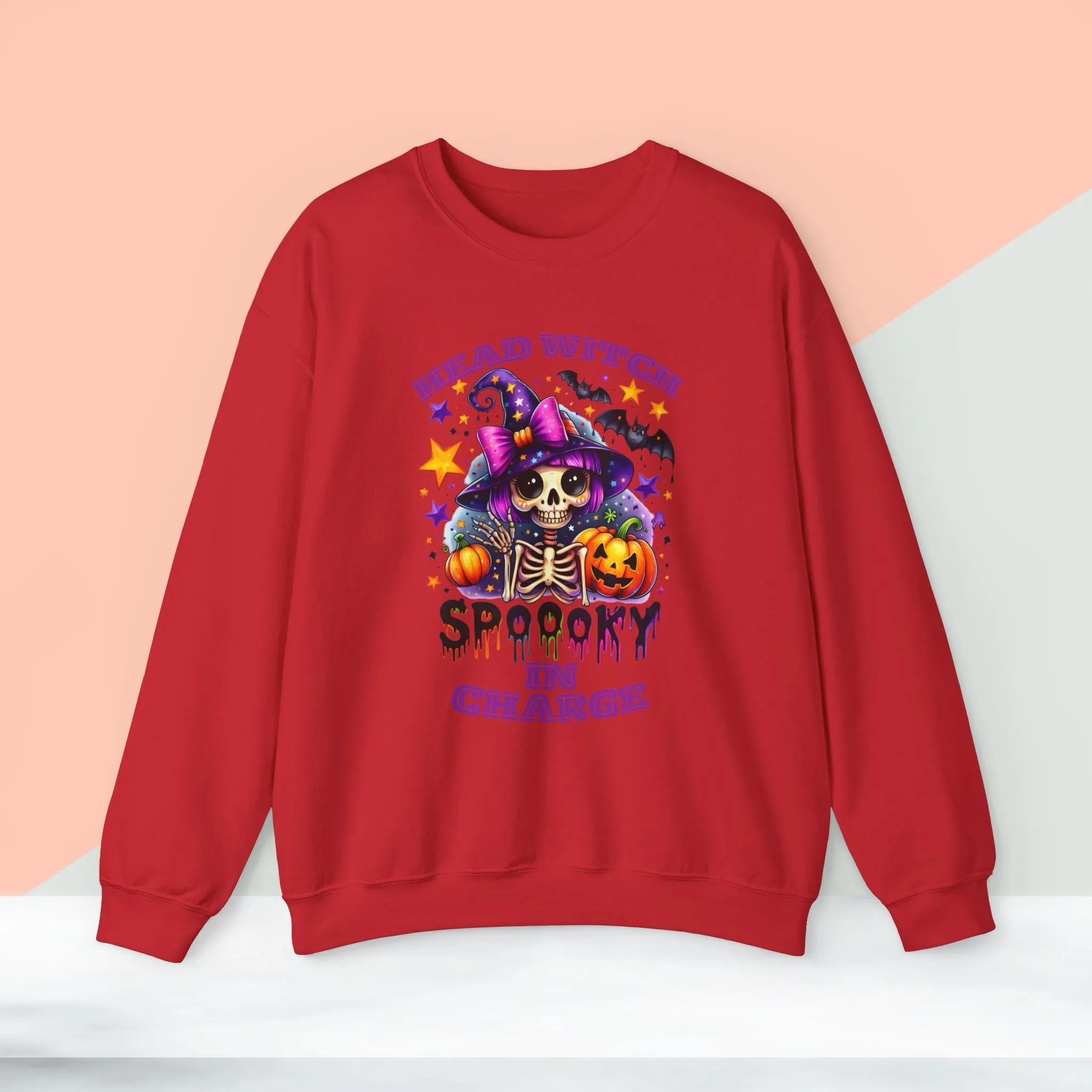Head Witch In Charge Halloween Sweatshirt, Happy Halloween Sweatshirt - Unisex Heavy Blend Crewneck, Halloween Sweatshirt, Cute Spooky Ghost sweatshirt.