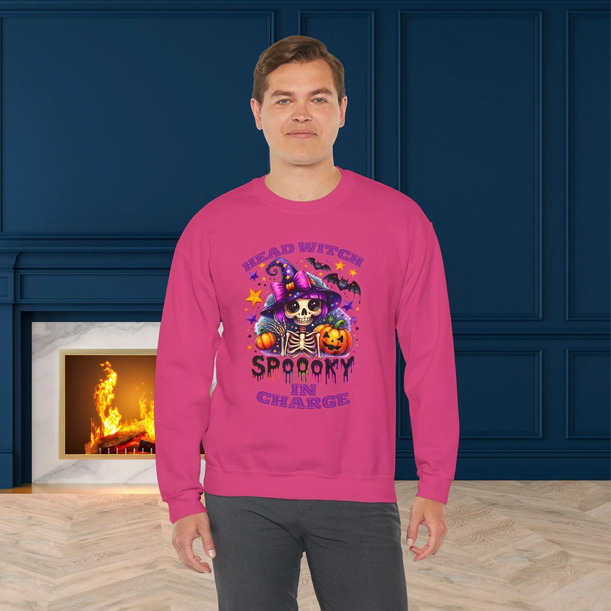 Head Witch In Charge Halloween Sweatshirt, Happy Halloween Sweatshirt - Unisex Heavy Blend Crewneck, Halloween Sweatshirt, Cute Spooky Ghost sweatshirt.