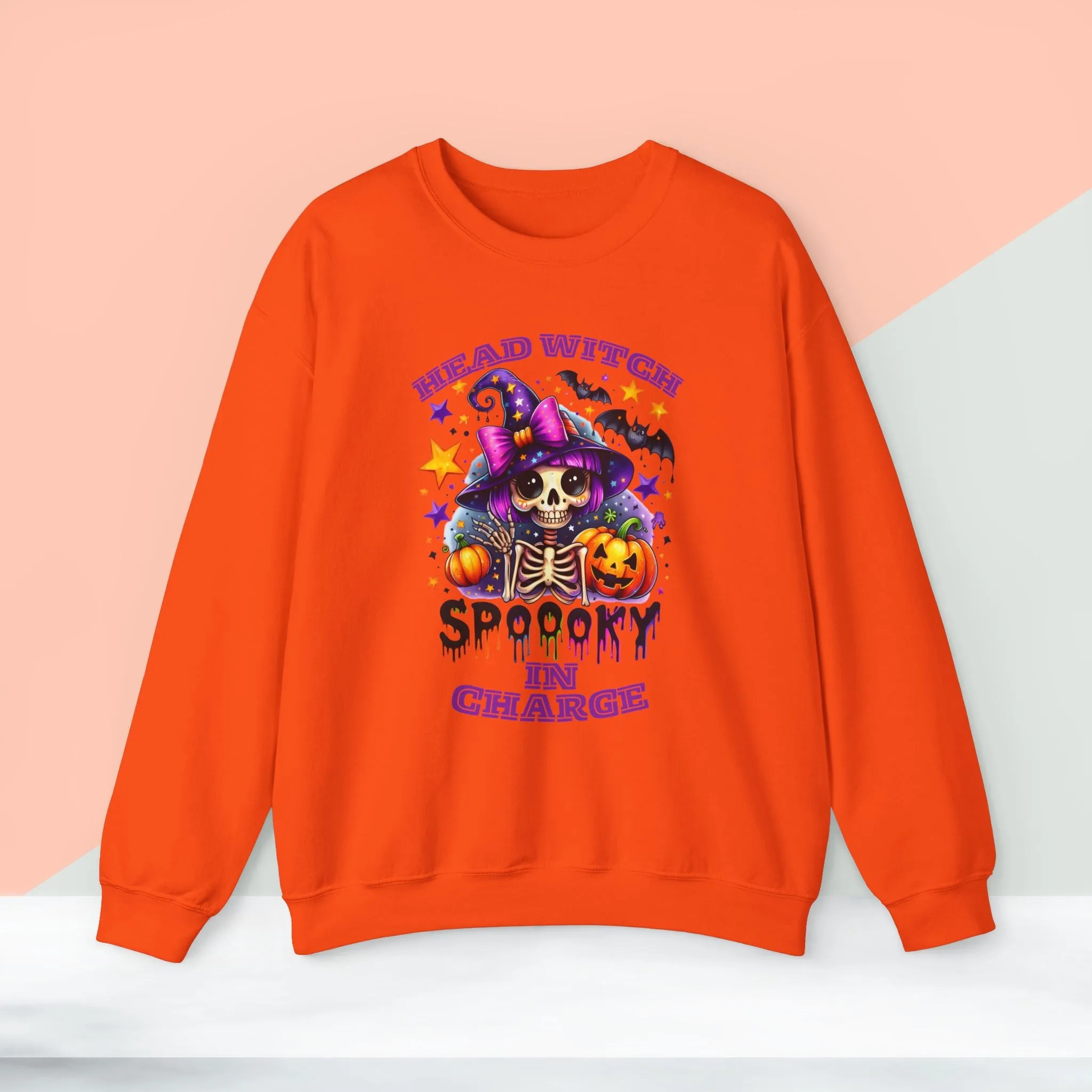 Head Witch In Charge Halloween Sweatshirt, Happy Halloween Sweatshirt - Unisex Heavy Blend Crewneck, Halloween Sweatshirt, Cute Spooky Ghost sweatshirt.
