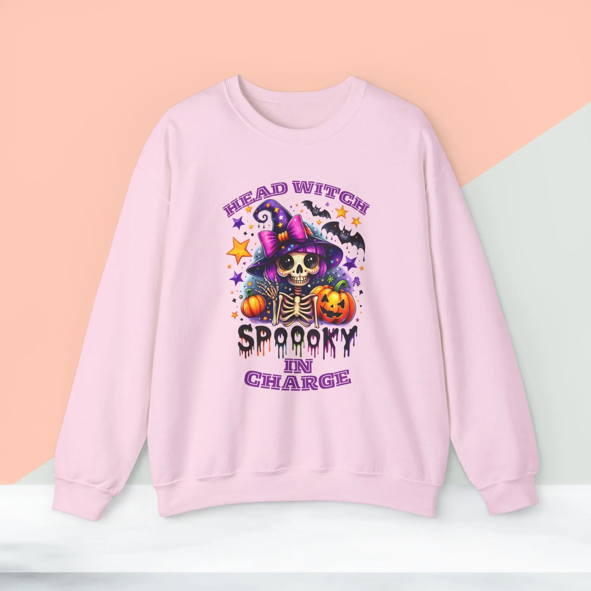 Head Witch In Charge Halloween Sweatshirt, Happy Halloween Sweatshirt - Unisex Heavy Blend Crewneck, Halloween Sweatshirt, Cute Spooky Ghost sweatshirt.