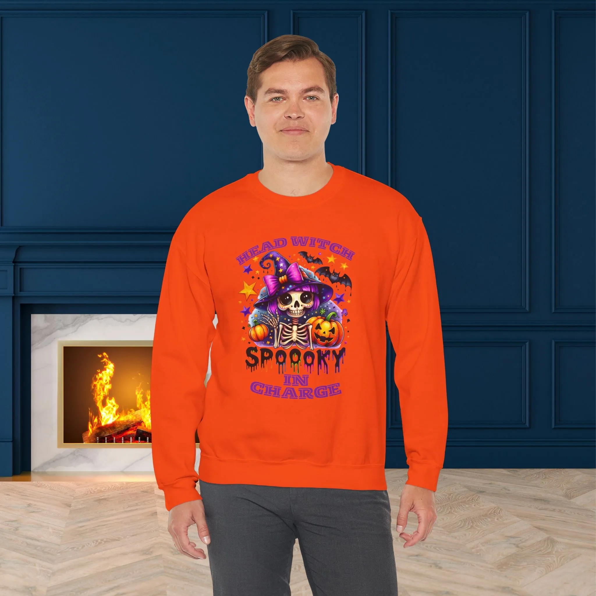 Head Witch In Charge Halloween Sweatshirt, Happy Halloween Sweatshirt - Unisex Heavy Blend Crewneck, Halloween Sweatshirt, Cute Spooky Ghost sweatshirt.