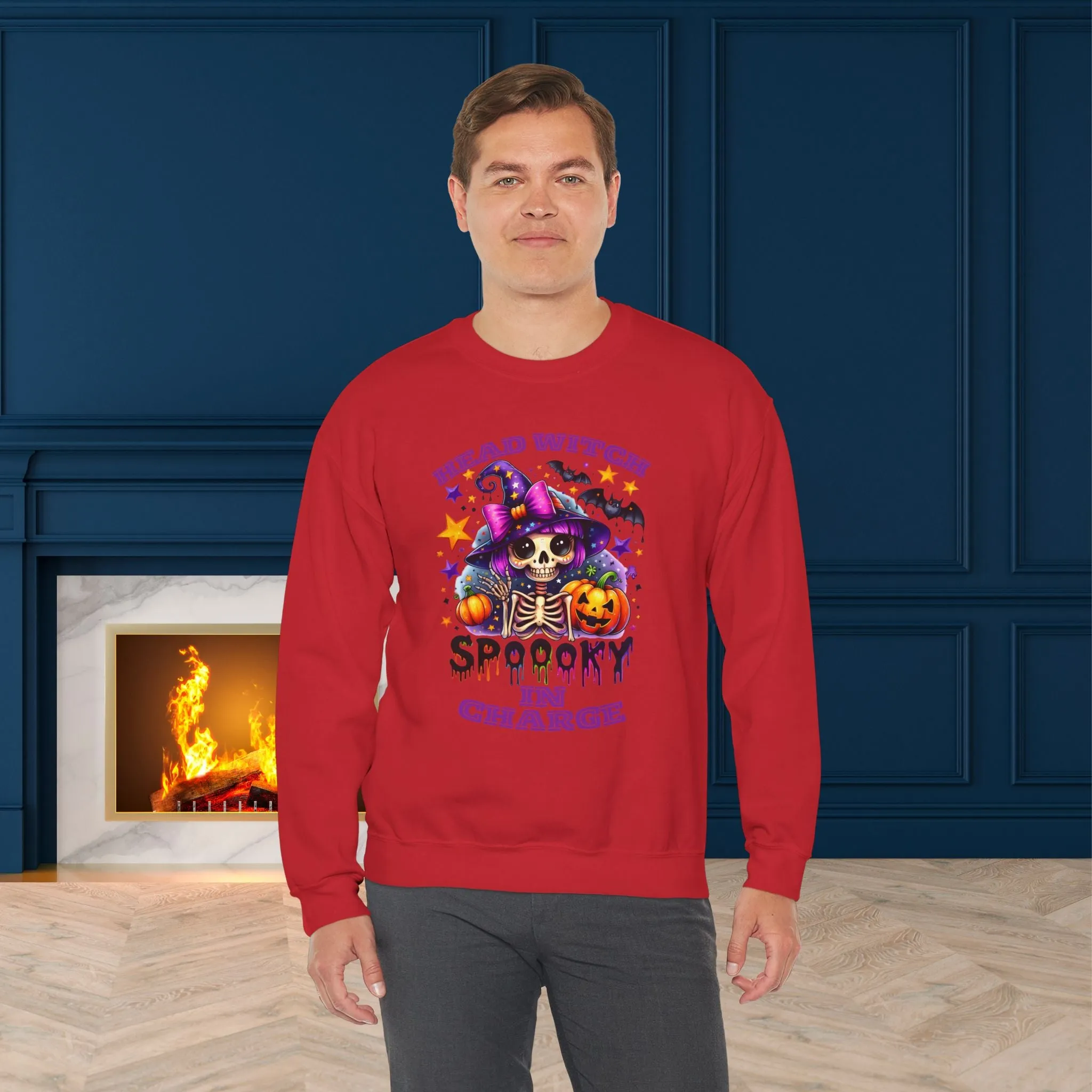 Head Witch In Charge Halloween Sweatshirt, Happy Halloween Sweatshirt - Unisex Heavy Blend Crewneck, Halloween Sweatshirt, Cute Spooky Ghost sweatshirt.