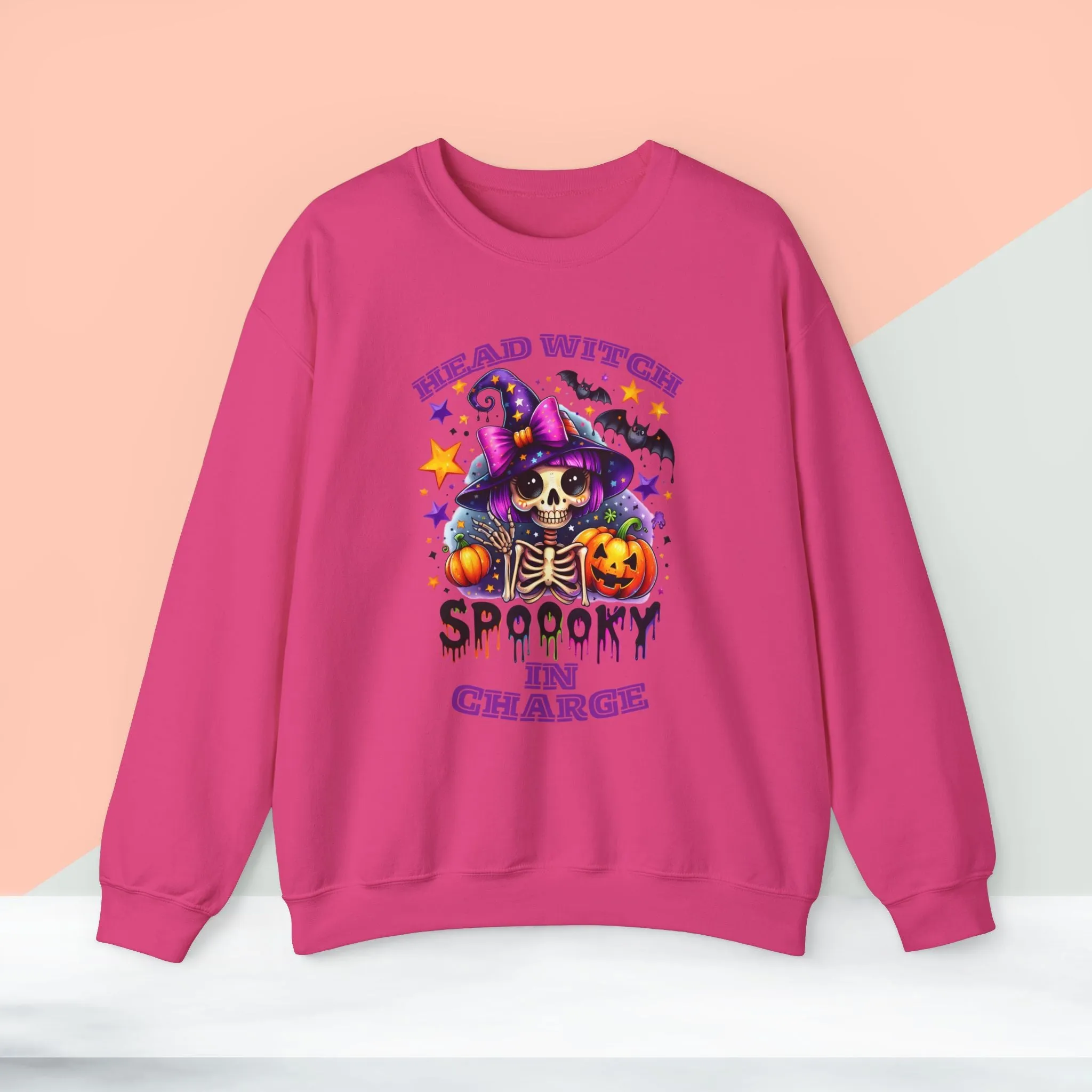 Head Witch In Charge Halloween Sweatshirt, Happy Halloween Sweatshirt - Unisex Heavy Blend Crewneck, Halloween Sweatshirt, Cute Spooky Ghost sweatshirt.