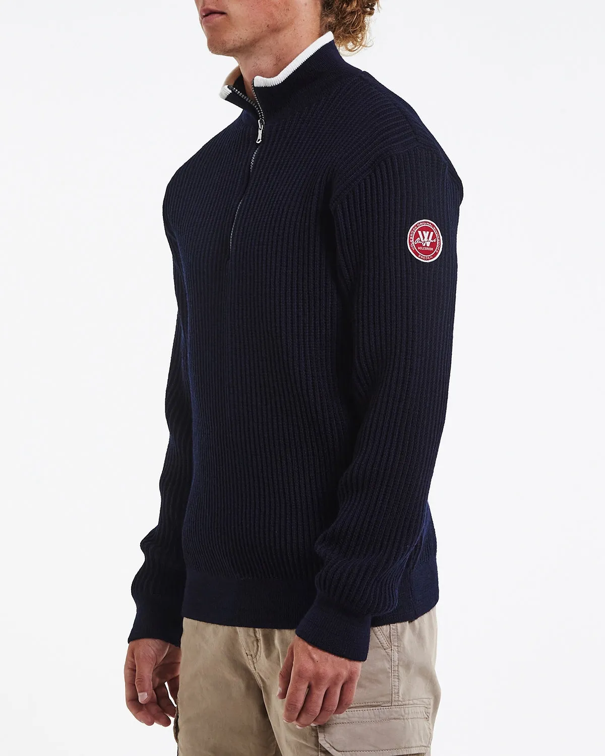 Holebrook Mens Zipper Wool WP Sweater Navy