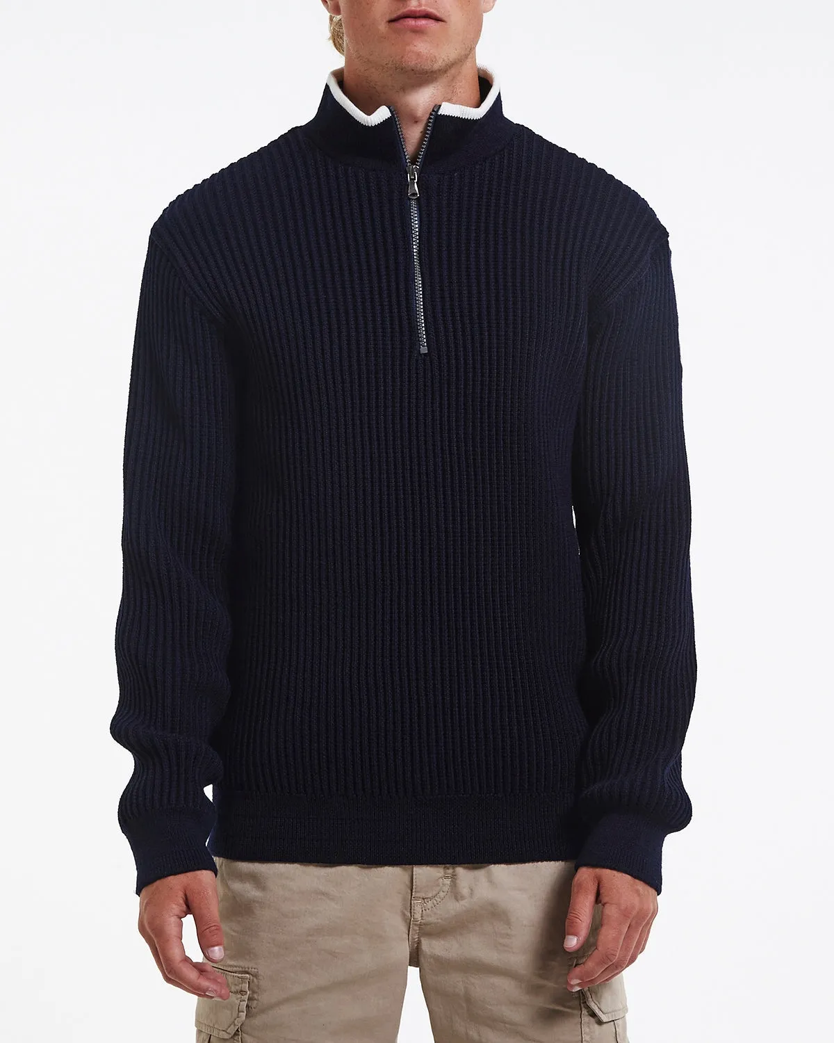 Holebrook Mens Zipper Wool WP Sweater Navy