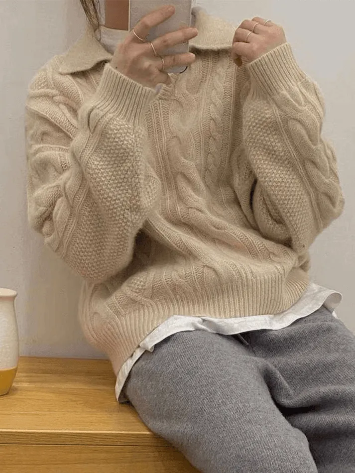 Joskaa Polo Neck Cable Knit Sweater