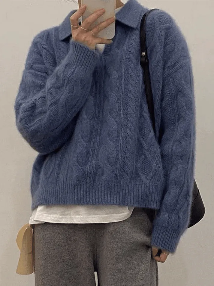 Joskaa Polo Neck Cable Knit Sweater