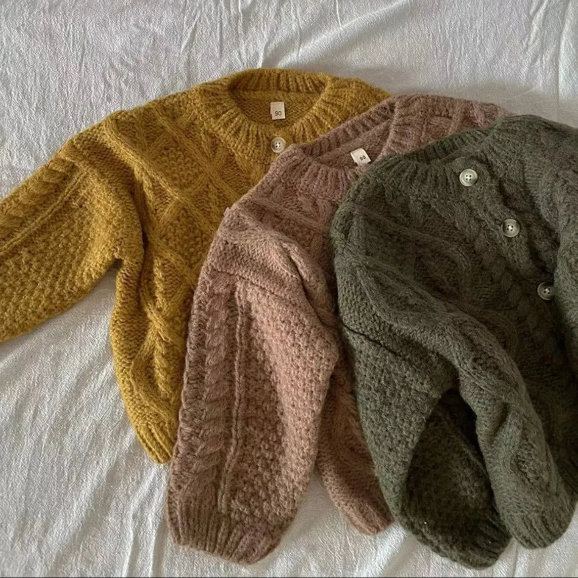 Knitted Crochet  Cardigan Jumper - Tumeric