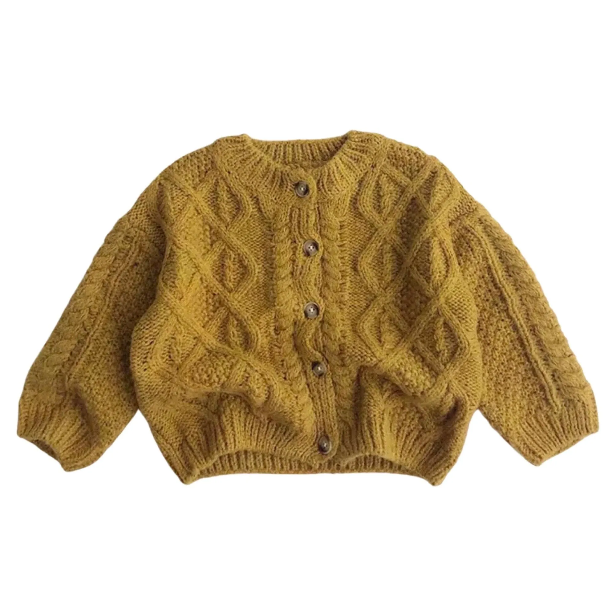 Knitted Crochet  Cardigan Jumper - Tumeric