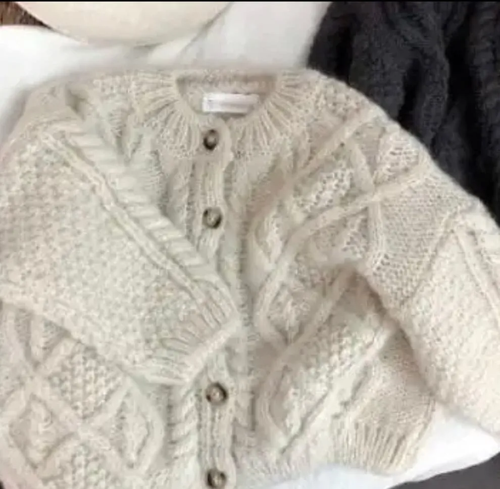 Knitted Crochet  Cardigan Jumper - Tumeric